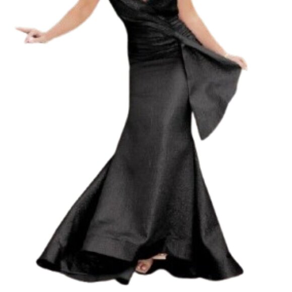 NWT Terani Couture 241E2405 Jacquard Evening Dress Black Size 6 - Picture 2 of 6